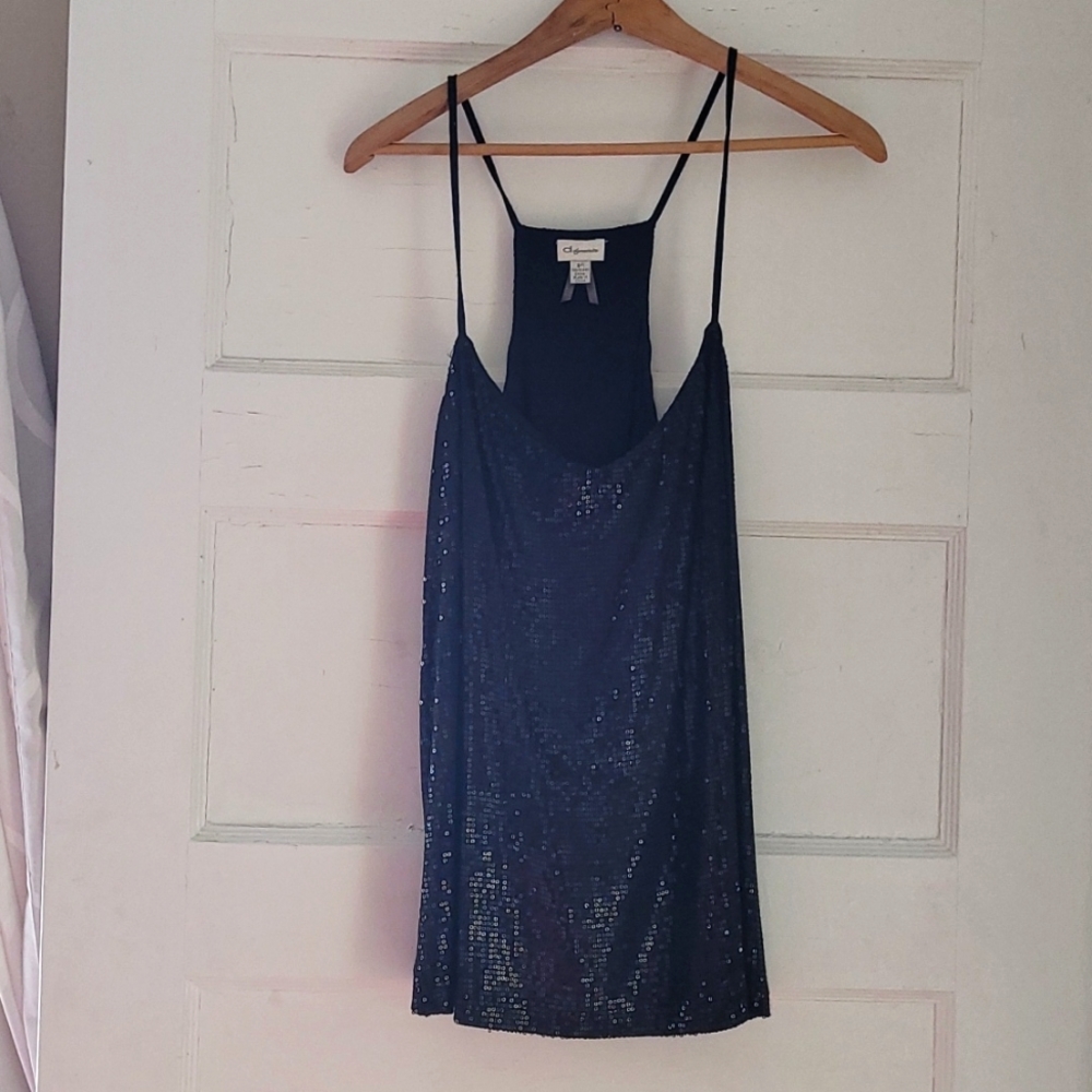Sequin spaghetti strap top